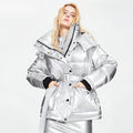 Winter Jacket Thick Mid-length Waist White Duck Down Jackets Slim Belt