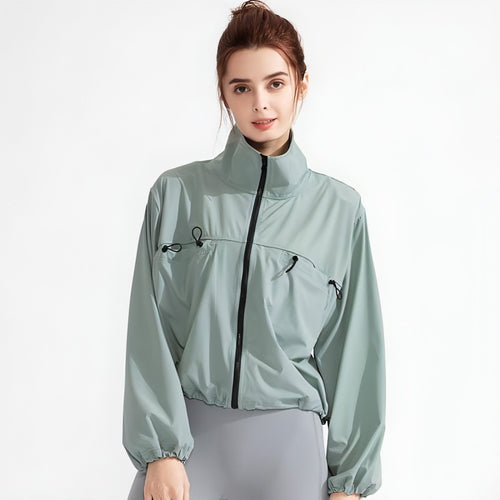 New Pocket Zipped Sports Coat Sun-proof Yoga Jacket Quick-drying