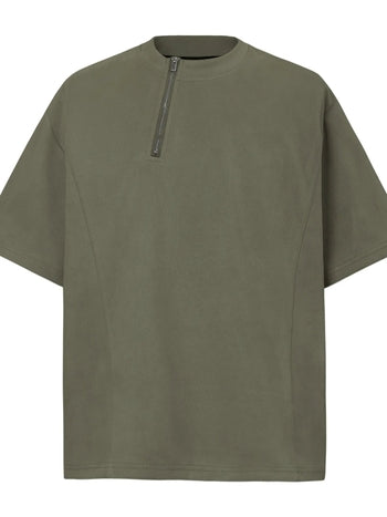 Men's Oversized Diagonal Zip Short Sleeve T-Shirt